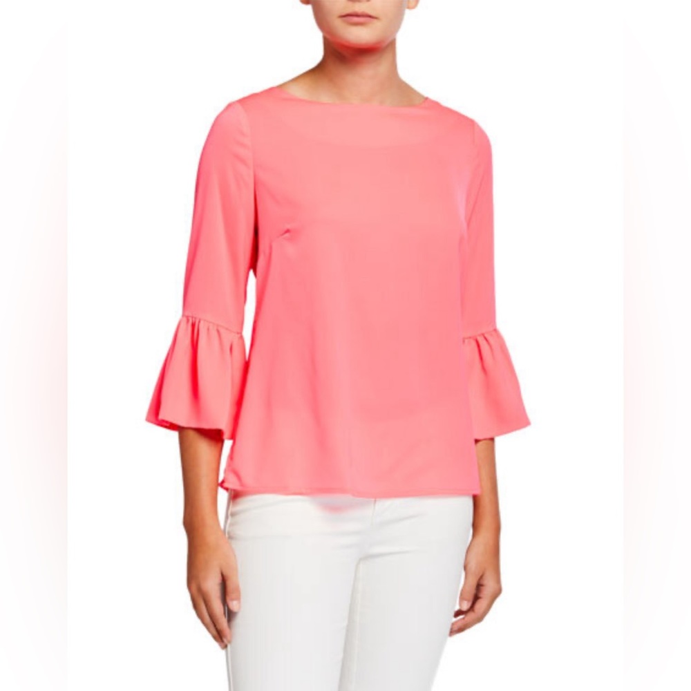 JB by Julie Brown Pink Ruffled Bell Sleeve Blouse